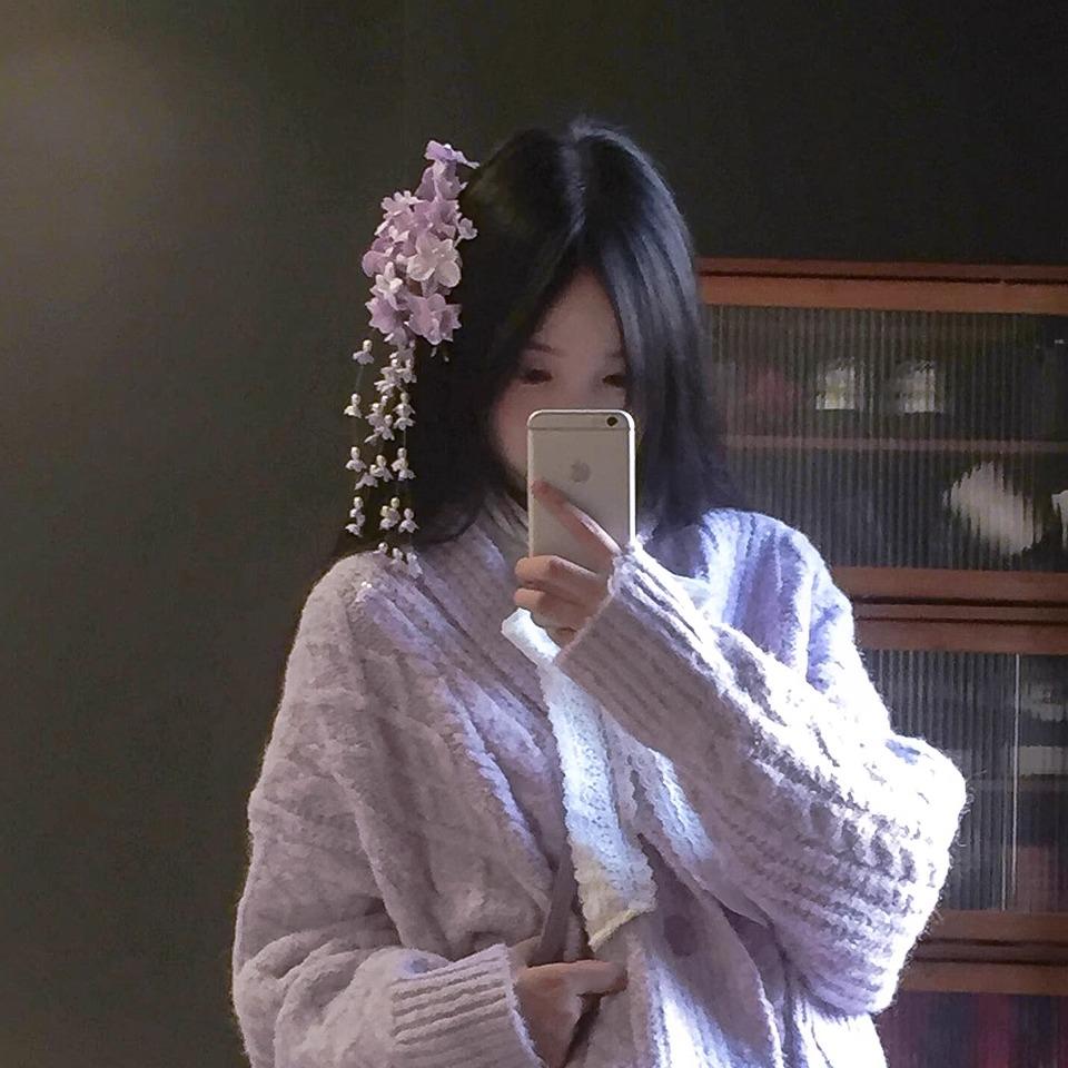 

Lily of the Valley Tassel Hair Clip - Retro Chinese Style, Purple Cheongsam Flower Accessory