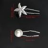 8pcs Elegant Starfish Hairpin Set Pearl Imitation Zinc Alloy U-shaped Crystal Bridal Hair Accessory Cute Animal Theme Hair Tool