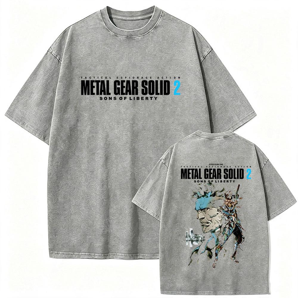 Hot Game Metal Gear Solid 3 Snake Eater Vintage Washed T Shirt Unisexs Loose Player Fans Fashion Short Sleeve Tshirts Streetwear