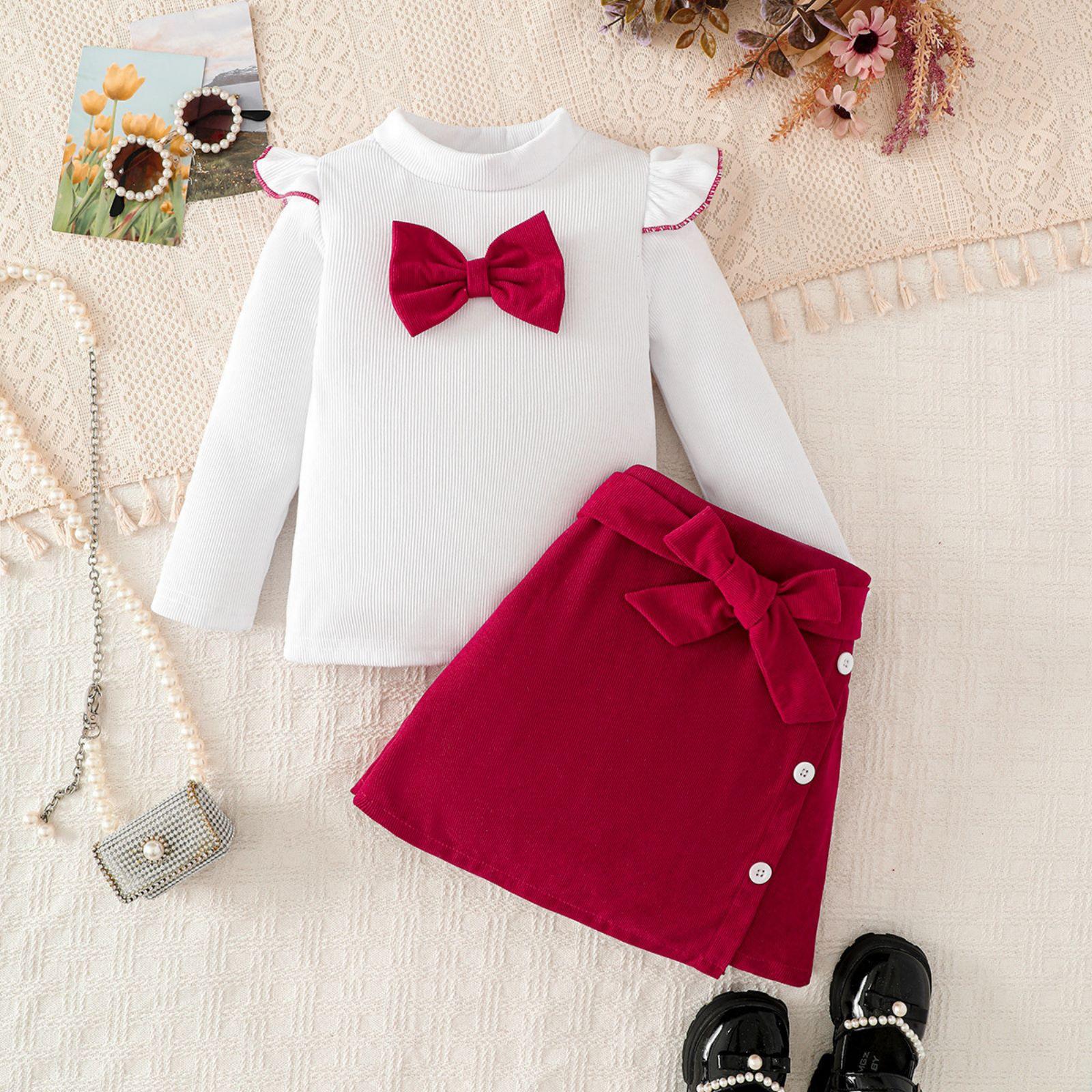 

Детская мода Комплект топ и юбка, Детский повседневный наряд 6Y