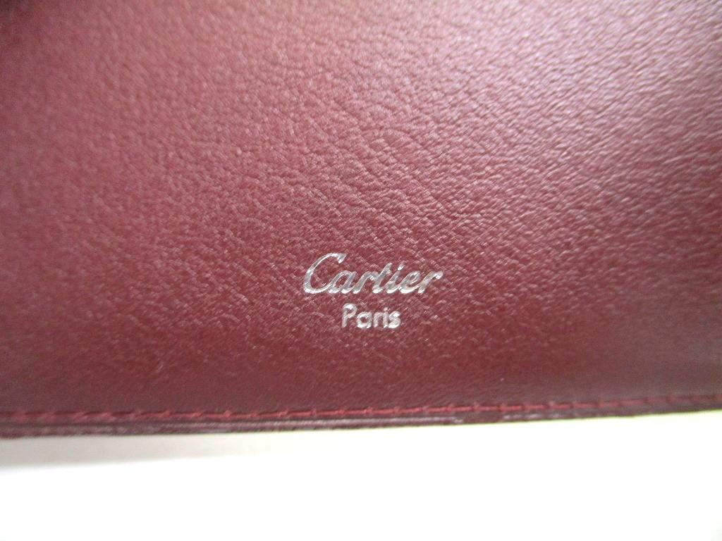 Authentische Cartier Must de Cartier Bordeaux Leder Bifold Geldbörse #b133 Geöffnete Schachtel