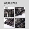 Plaid pants women's pants autumn and winter new plush drape straight casual small retro woolen wide-leg pants