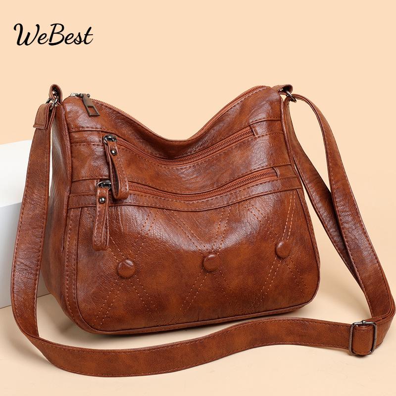 

Soft PU Leather Shoulder Crossbody Bag with Large Capacity