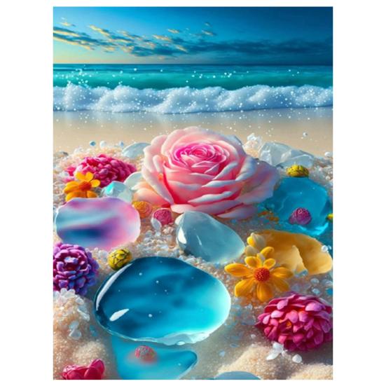 1 Set Rhinestone Painting Kit Exquisite Heart Flower Pattern Rhinestone Art Project Home Decoration