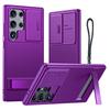 Samsung Galaxy S24 Ultra Kickstand Case with Sliding Camera Protector, Shockproof TPU Cover-Purple