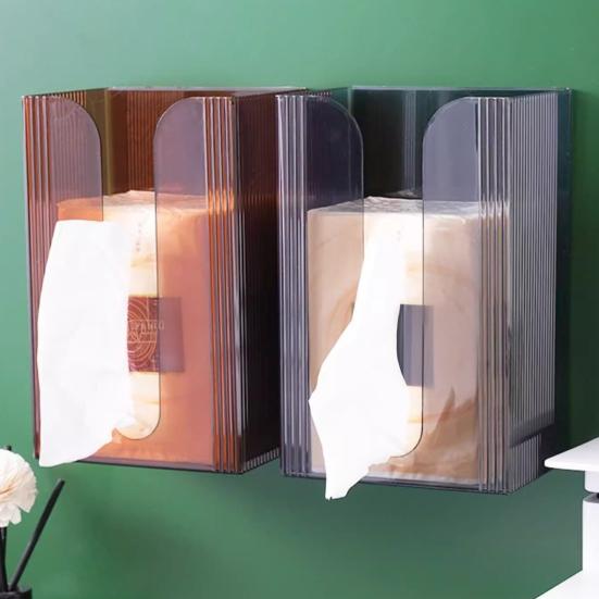 Wall Mounted Tissue Box Holder Large Capacity Transparent Design Simple