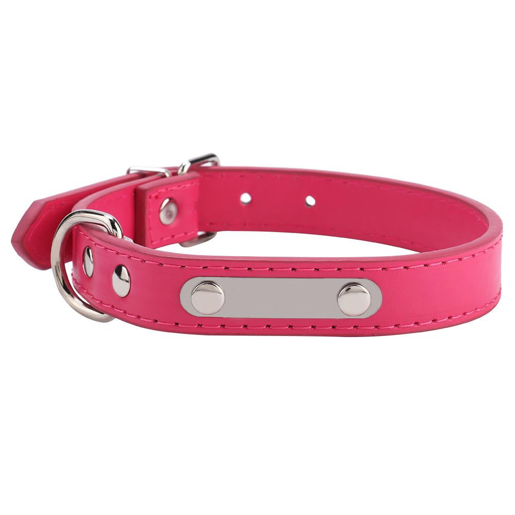 3Pcs Adjustable Soft PU Leather Pet Dog Collar Dog Training Collar with ID Plate