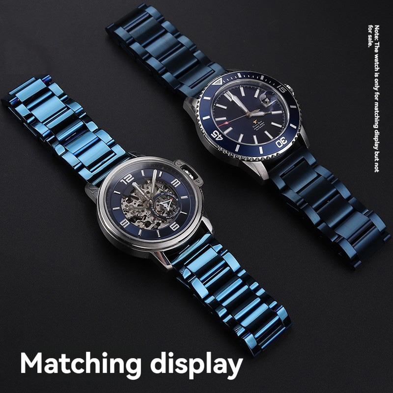 Classic New Blue Stainless Steel Watchband Strap 18mm 20mm 21mm 22mm Metal Bracelet Strap Men Women Fashion Quick Release for Citizen