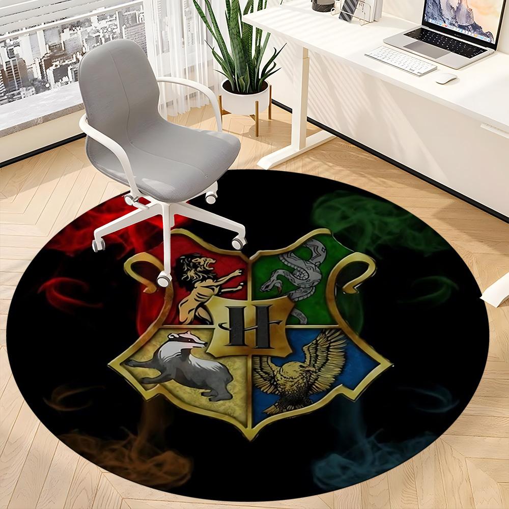 1pc Hogwarts Crest Carpet, Round Non-Slip Durable Large Size Office Carpet, Suitable for Office, Beautiful Decoration