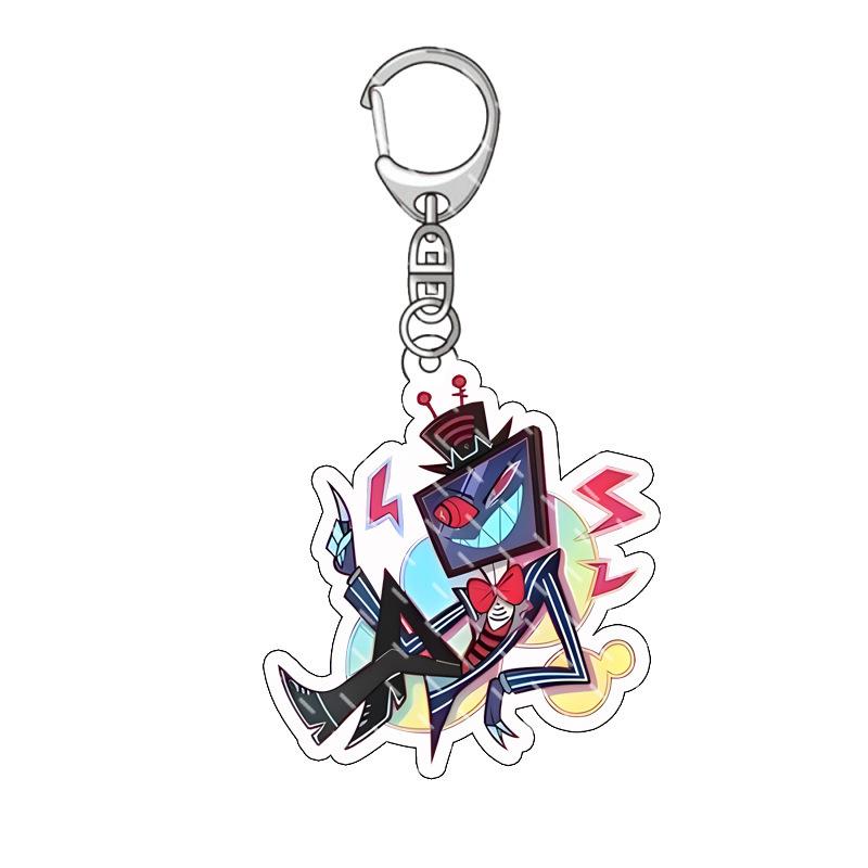 Anime Keychain Hazbin Hotel Cartoon Model AD Alastor Sir Pentious Adam The Exorcist Charm Car Key Ring Bag Accessories Gift