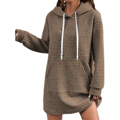 Damenmode Casual Herbst Winter Langarm Kapuzenpullover Kleider