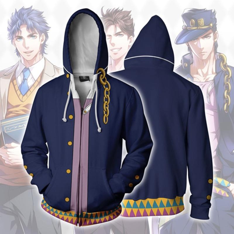 Jojos Bizarre Adventure Cosplay Hoodie Mens Stylish Zipper Jacket With Long Sleeves