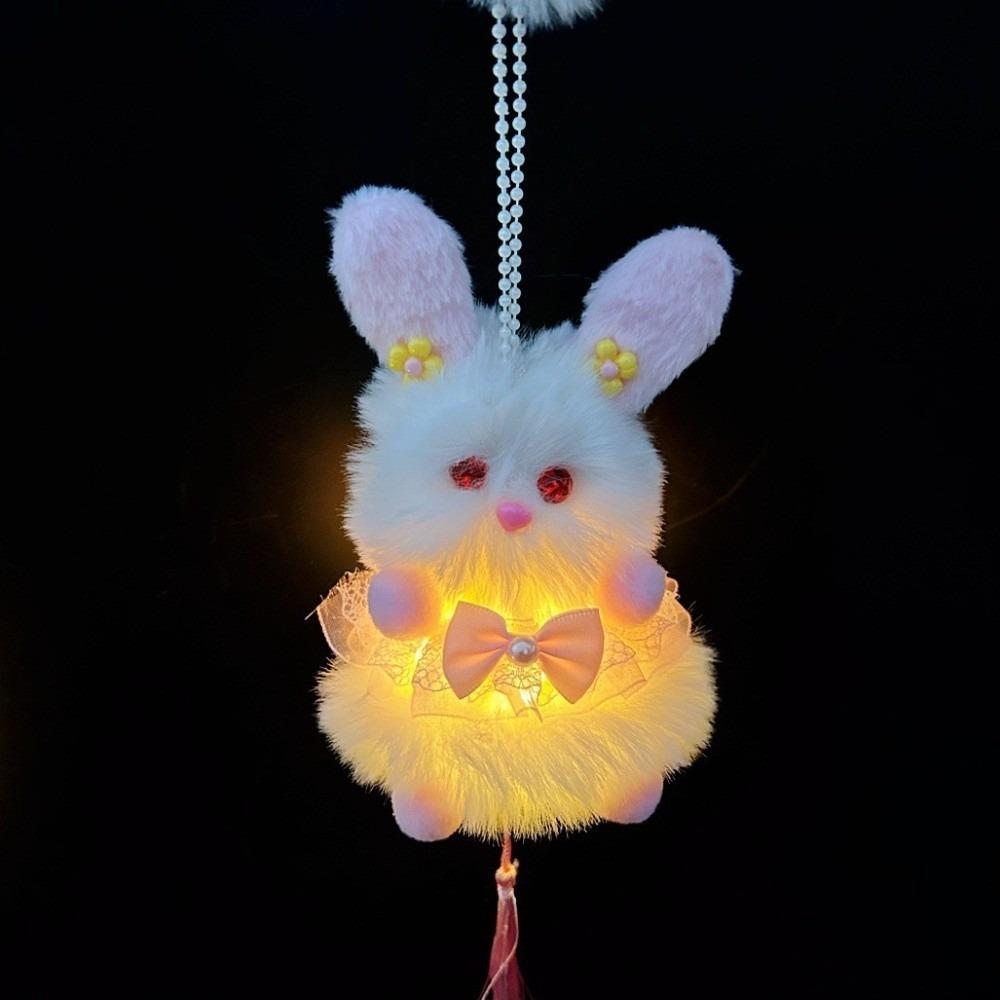 Chinese Style Mid-Autumn Festival Lantern LED Light Plush Rabbit Lantern Indoor Outdoor розовый