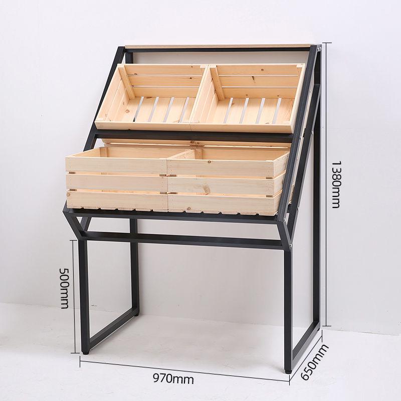 Solid Wood Fresh Produce Display Rack for Supermarkets & Convenience Stores