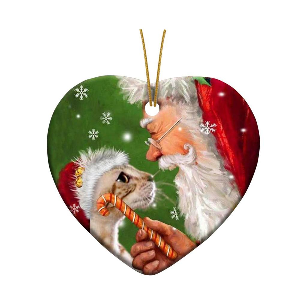 Joyful Acrylic Santa Claus And Cat Decorative Hanging Ornament For Christmas Cheer