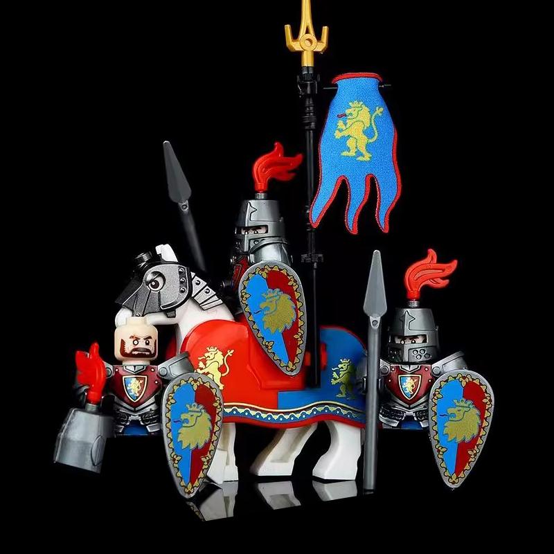 MOC Building Blocks Medieval Character Accessories Warhorses Militiamen Dragons Castles Knights Brick Gifts Toy Helmets Shields