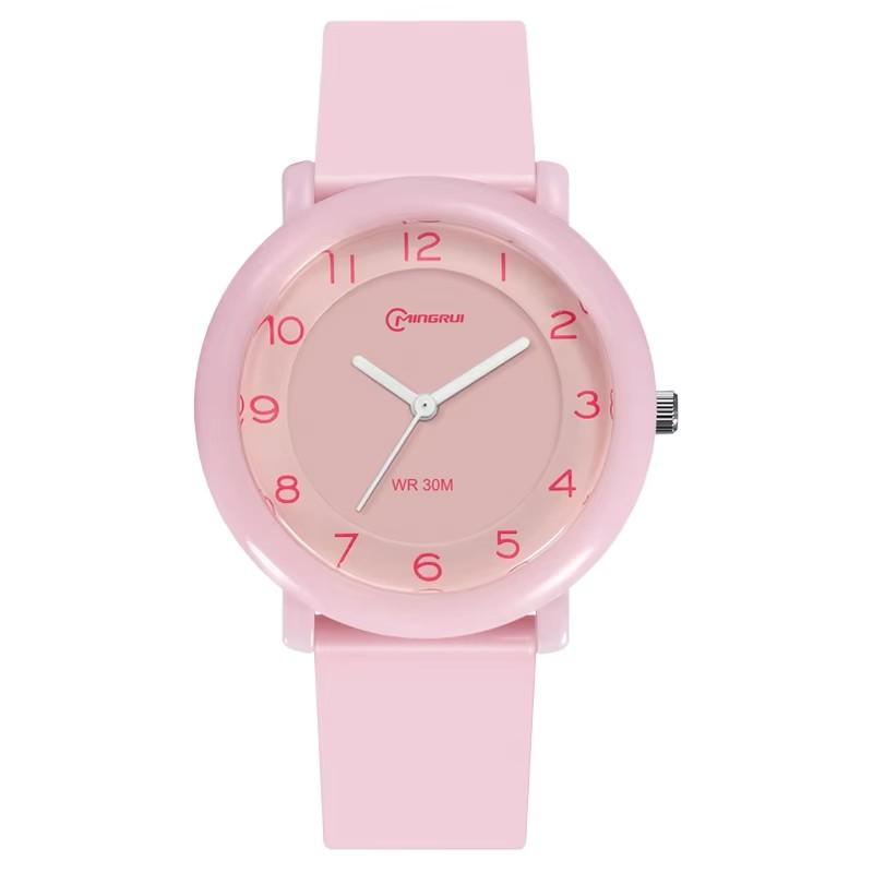 Unisex Children s Student Quartz Watch Simple and Comfortable Campus Exam Waterproof Women s Fashion Quartz Wristwatches розовый