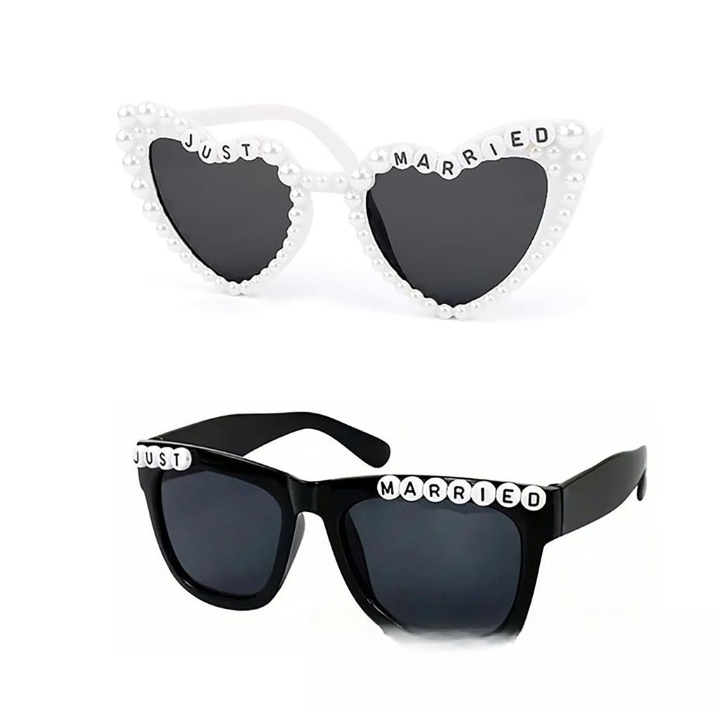 Groom Bridesmaids Bride White Pearl Letter Wedding Party Glasses