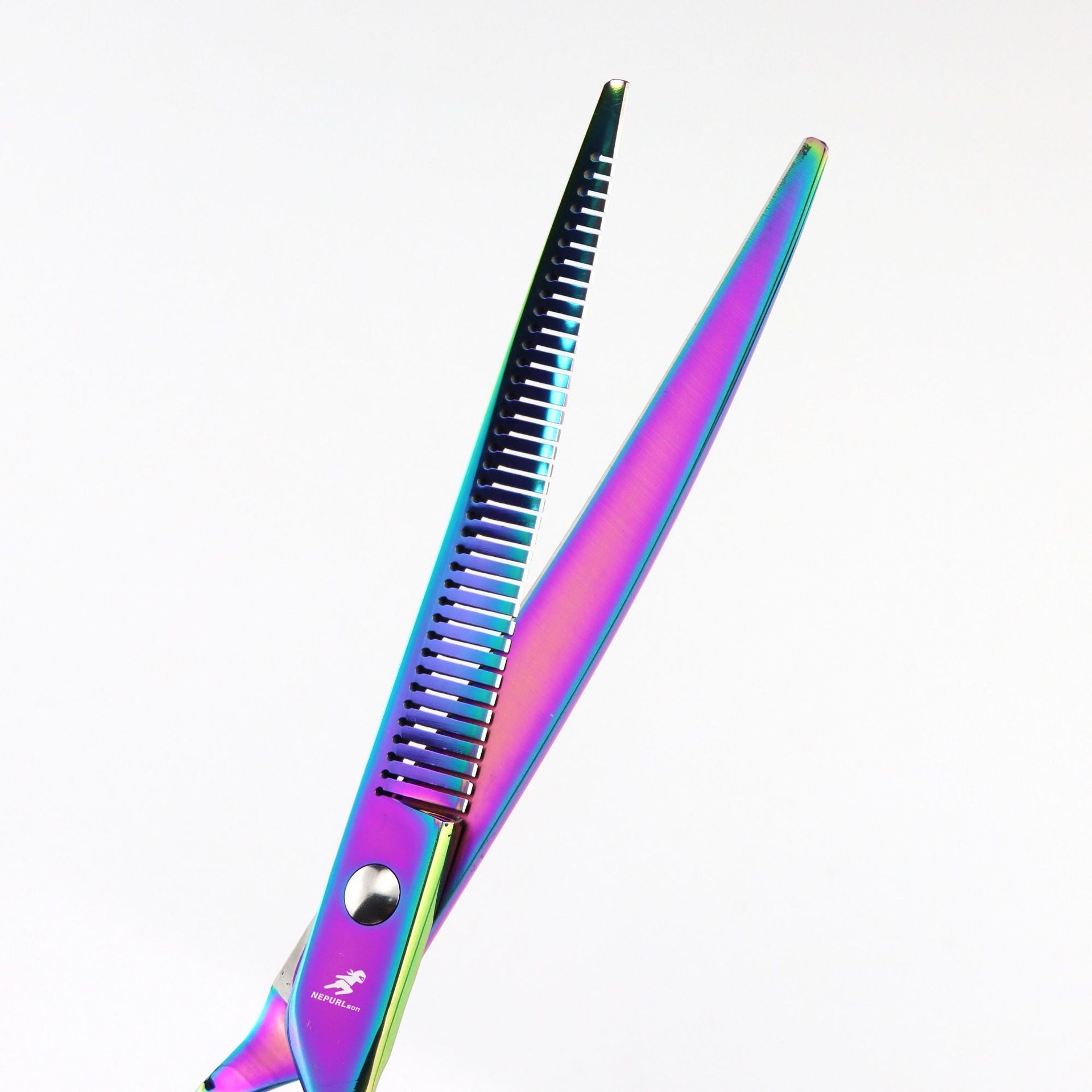 7.0 inch colored pet beauty scissors, curved scissors, pet trimming scissors, thin scissors, curved teeth magic scissors 7.0inch colorful curved puff magic scissors