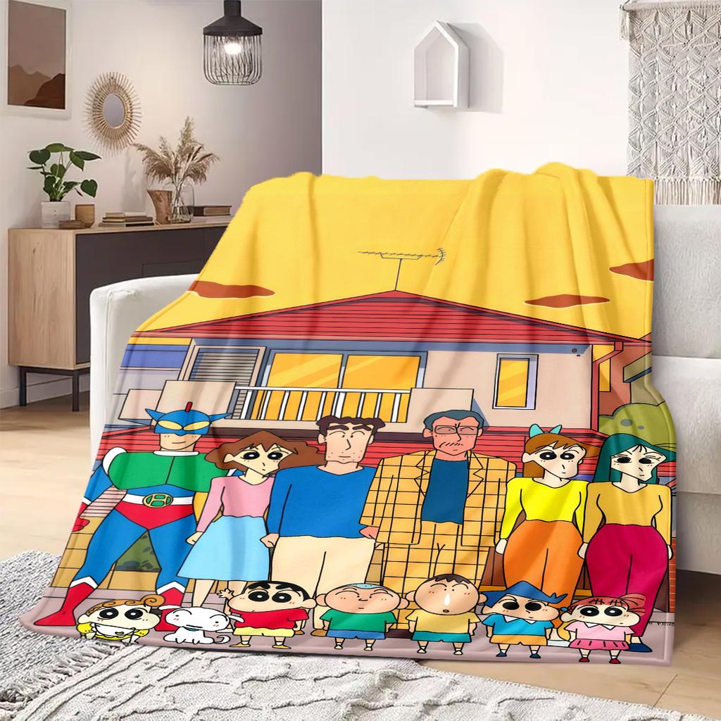 Shinchan Anime Print Blanket Warm Comfortable Flannel Blanket Suitable for Bedrooms, Sofas, Beds, Chairs, Picnics, Travel