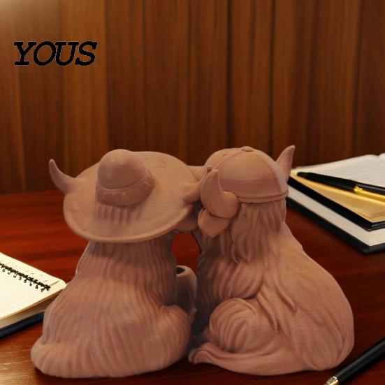 3D Printed Cow Sculpture Rustic Highland Ornament, Terracotta Color Statue, Modern Home Accessory Cute Figurine for Desk Shelf Farmhouse