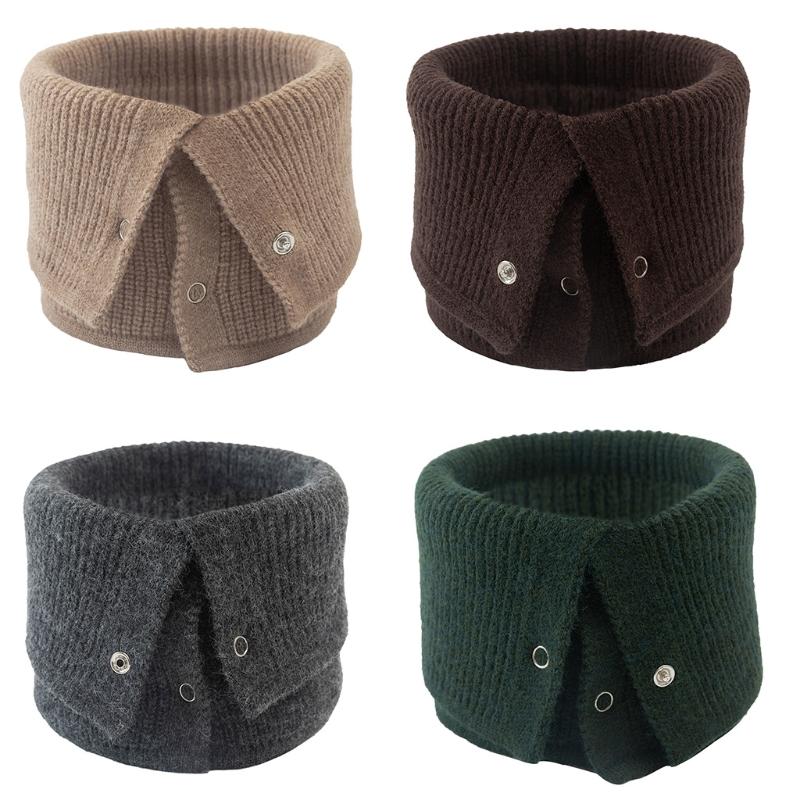 Collar Scarf Neck Warmer With Button Closure Knitted Scarf For Women Wool Scarf Neckerchief Decorative Scarf Neck Warmer