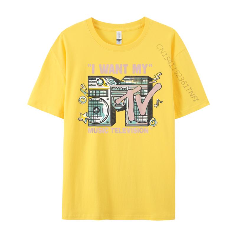 I Want My Retro Boombox Casual T-Shirt Tops & Tees Cotton Men Design Tops & Tees Top Quality Harajuku