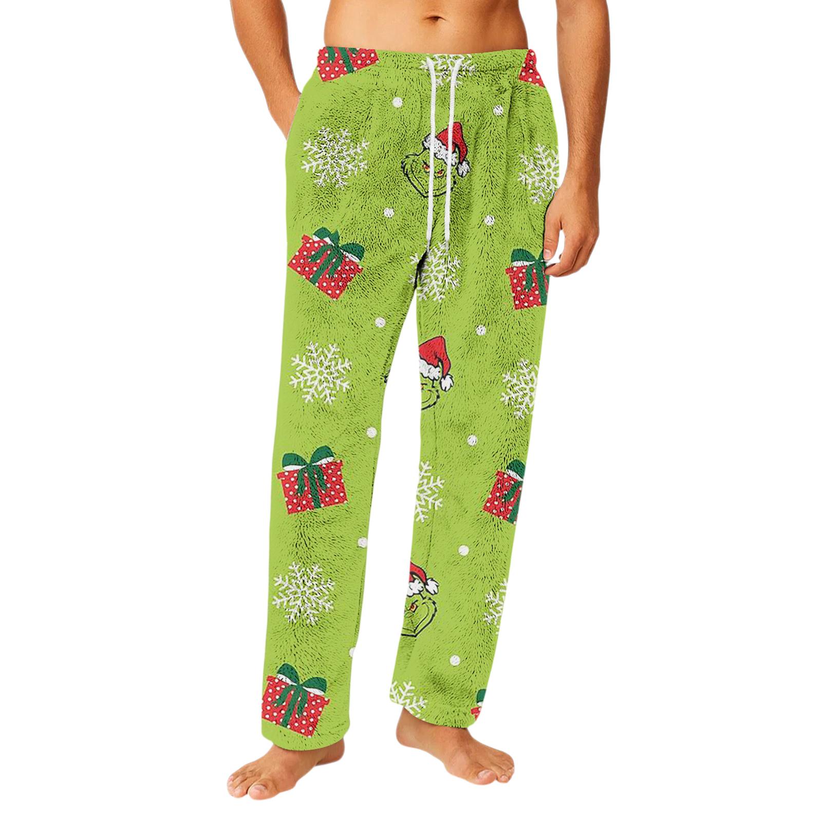 

Мужские фланелевые брюки с карманами на кулиске, домашняя одежда, штаны для сна L зелёный