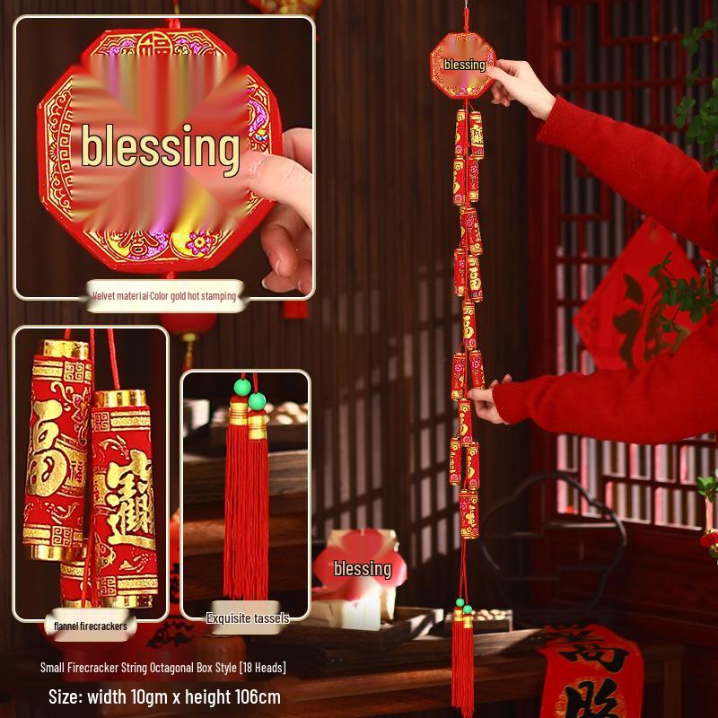 2026 Spring Festival Hanging Decorations: New Year Firecrackers, Lucky Bag, Chili, and Lantern Ornaments for Your Living Room