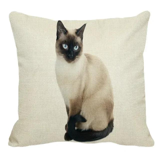 Thailand Cat Theme Pattern Double-Sided Printed Pillow Cover Short Plush Suitable Living Rooms Bedrooms Sofa Throw Cushion Cover
