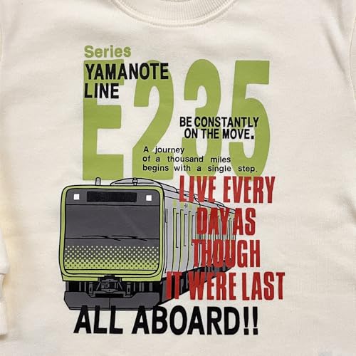 Kiejun Kids' JR Yamanote Line Train E235 JR East Railroad Crossing Sweatshirt, Long Sleeve, Boys, 100-130cm, K660 (110, Off-White)