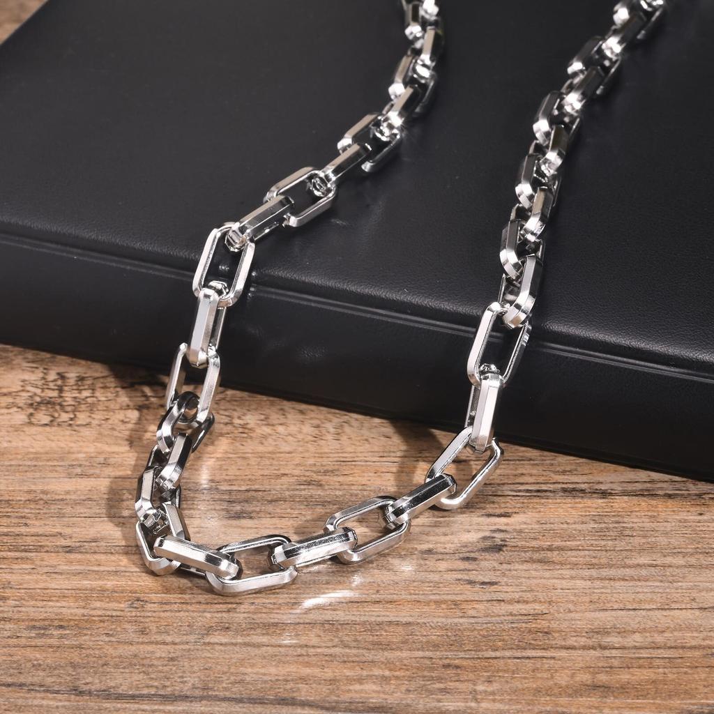 Vnox Mens Chunky Heavy Rectangular Chain Necklaces, Hiphop Punk Never Fade Steel Chain Collar Chokers, Men Women Unisex Jewelry