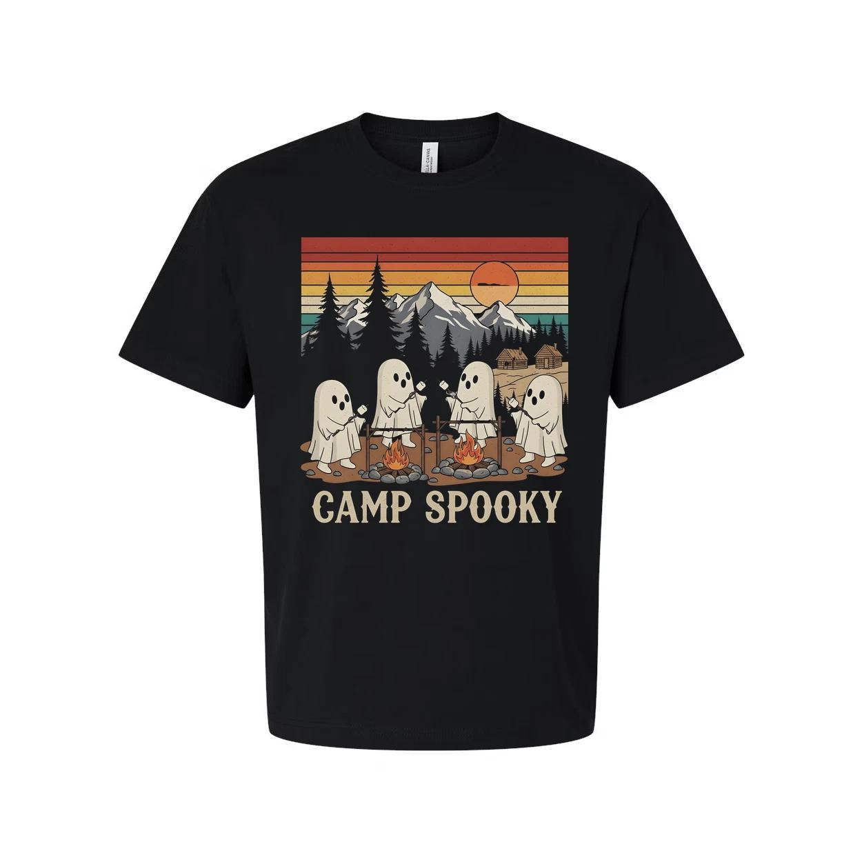 Camp Spooky Ghosts Vintage Camping Adventure Unisex Shirt S