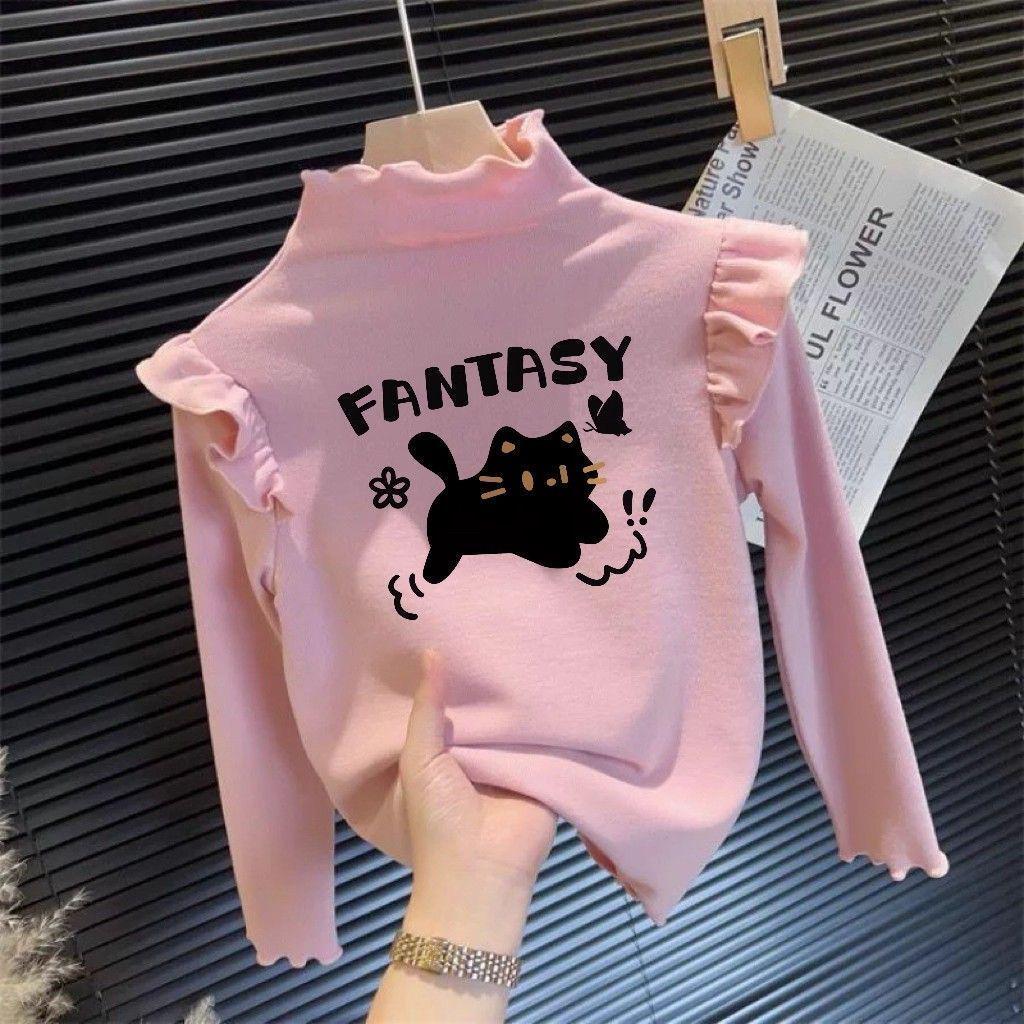 Girls' Autumn/Winter Flying Sleeve Long-Sleeve T-Shirt - Trendy Korean Style Inner Wear