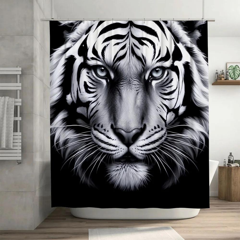 Kawaii Animal Print Shower Curtain Cartoon Cats Design for Bathroom Decor Waterproof Bath Rug Sets with Hooks 3D Digital Printin