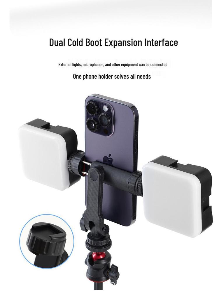 Versatile Rotating Phone Clip: Attach To Camera Cold Shoe for Horizontal/Vertical Use with Fill Light, Monitor, Speaker, Etc.