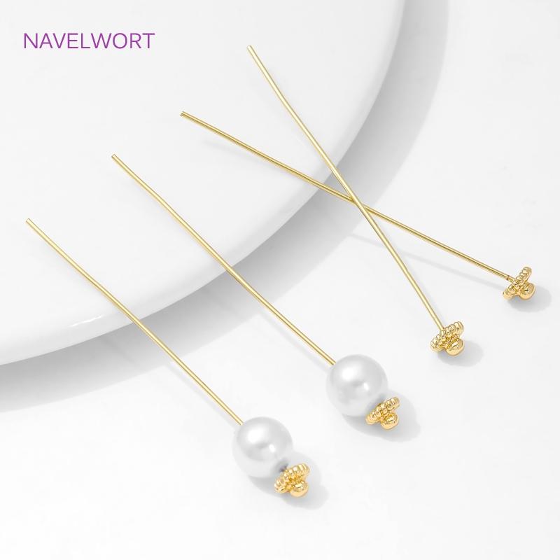 18K Gold Plated Flowers Head Pins For Jewelry,Brass Pins For Jewelry Making,Supplies For Jewelry,DIY Earrings Making Accessories