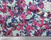 Soimoi Blue Poly Crepe Fabric Artistic Leaf & Floral Fabric Prints By Metre 42 Inch