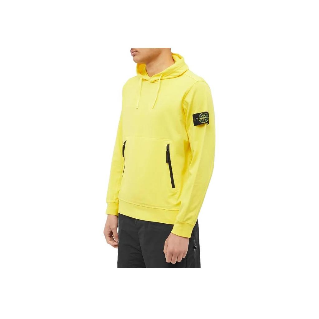STONE ISLAND Solid Color Badge Zip Hooded Sweatshirt Men Sweatshirt Yellow 781560452-V0030