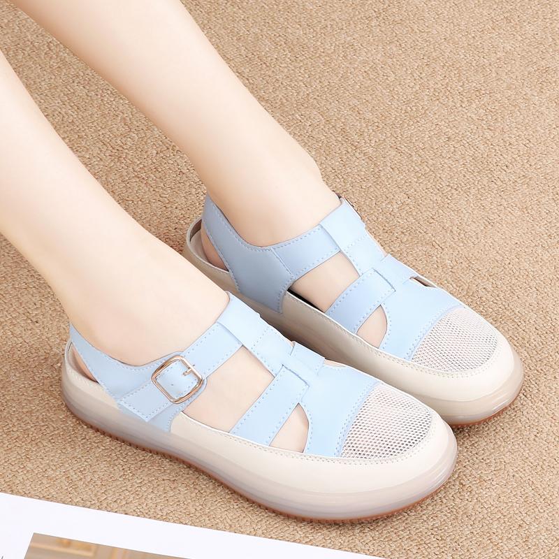 Sommer Damen Römersandalen Strandschuhe Lässige Zehenbedeckte Wandersandalen für Mädchen Übergröße