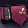 Men's Formal Tie Gift Box: Five-Piece Set with Logo, 8cm Striped Black for Weddings and Business 