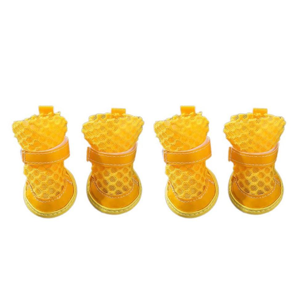 

4 Pcs Anti-slip Summer Dog Foot Covers Wear Resistant Dog Sandals Practical Dog Mesh Shoes Outdoor XL жовтий
