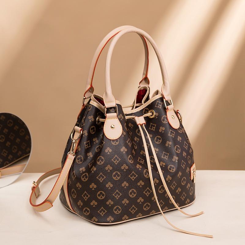 Bag women's autumn new drawstring bucket bag fashion printing portable shoulder messenger bag women's bag