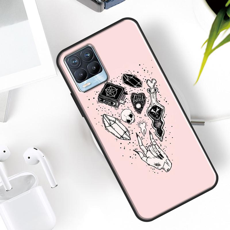 Pink Cat Skull Sorceress Witch Case For Realme 15 11 Pro Plus 12 13 14  C71 C75 C55 C51 C53 C25 C63 C61 C65 C67 GT6 GT7 Pro