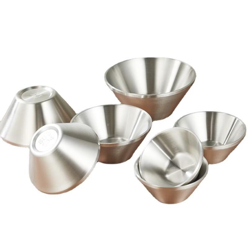ZISIZ Stainless Steel Gold Double-Layer Conical Salad Bowl