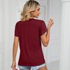 V-neck Petal Short Sleeve Women T-shirt Summer Golden Lace Stitching Loose Pullover Top Streetwear