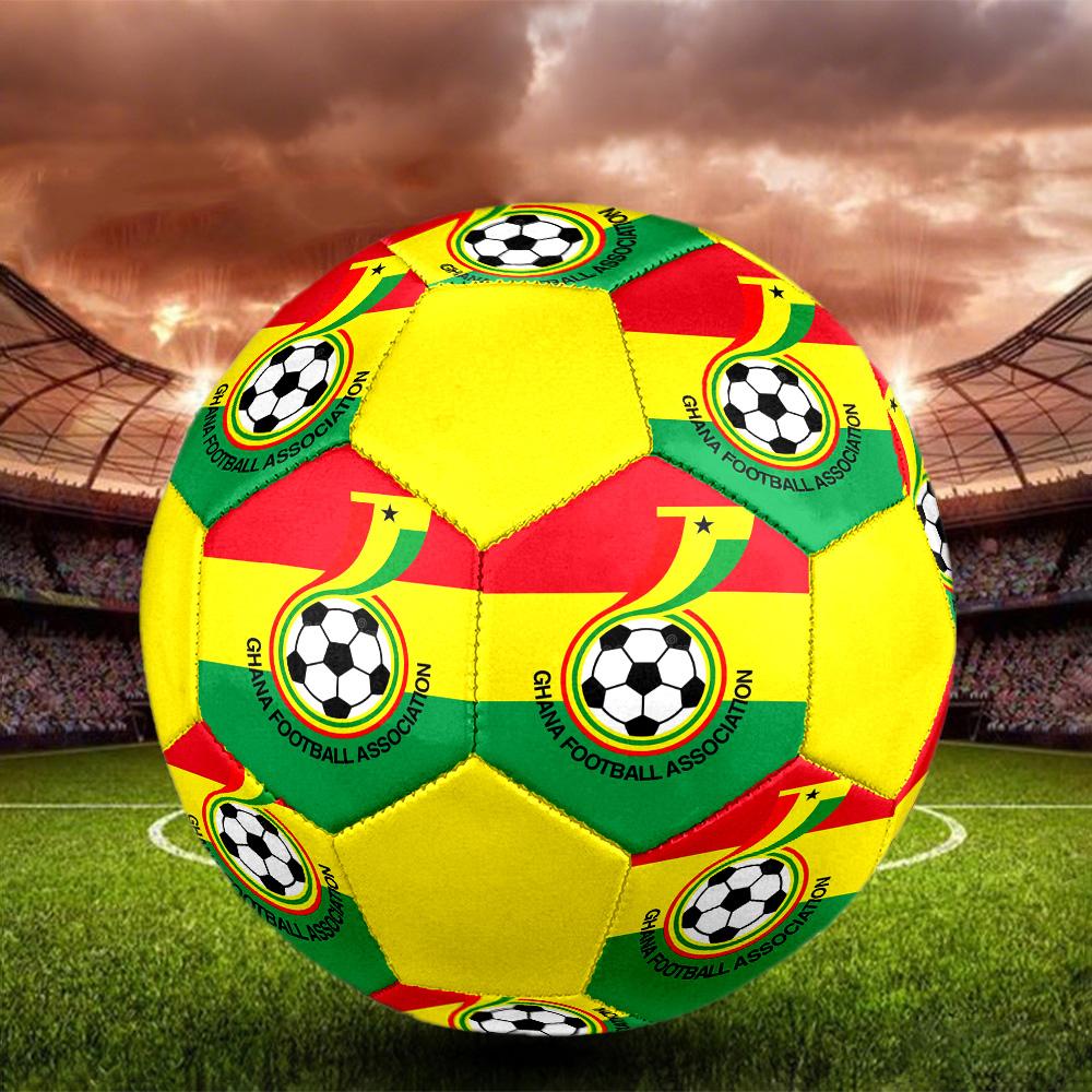 Ghana Football Indoor Soccer Ball Colorful All Ages Size 5 Machine Stitched PVC Competition Ready Durable High-Bounce