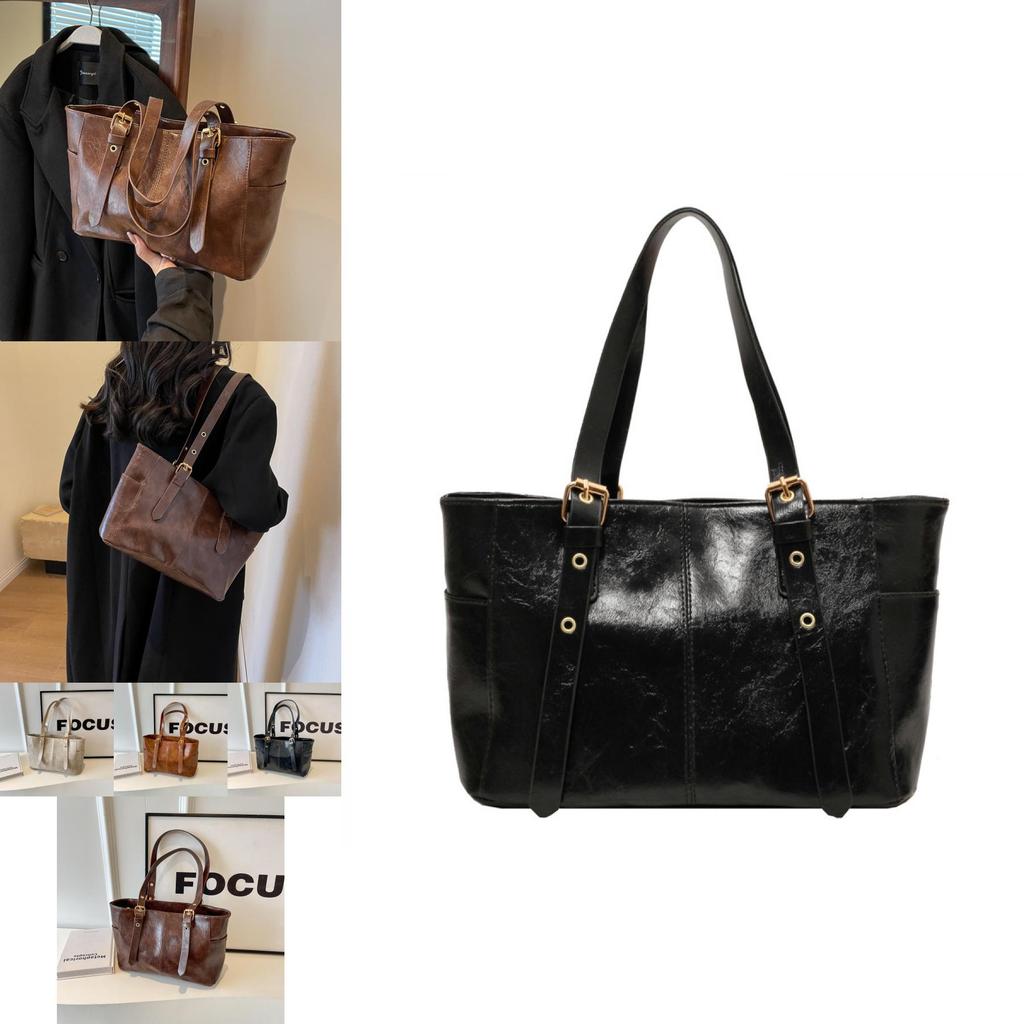 Trendy Pu Leather Tote Bag For Women Stylish Large Capacity Shoulder Bag With Zipper Closure