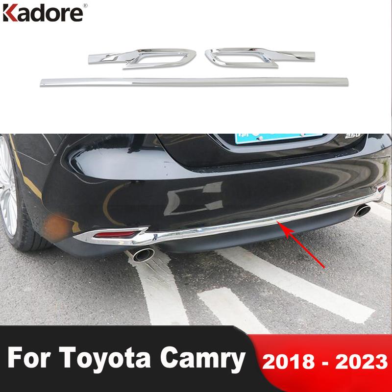 Rear Bottom Bumper Cover Trim For Toyota Camry 70 LE XLE 2018-    Chrome Car Rear Fog Light Lamp Molding Trims