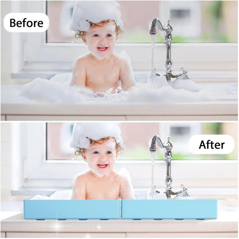 Multipurpose Silicone Bathtub Splash Guard For Bath And Kitchen Use Kids Bath Toy Holder with Suction Cups